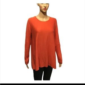 Eileen Fisher Sweater Long Sleeve Bright Salmon Womens Size Small Petite